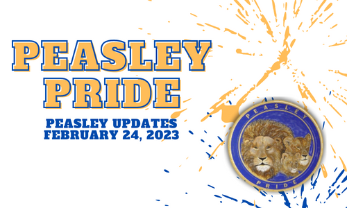 Peasley Pride Peasley Updates 2/24/23 Blue and Gold Peasley Logo