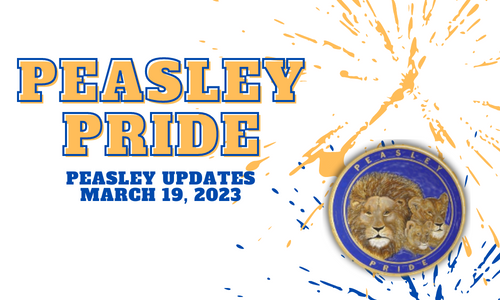 Blue and Gold Peasley Pride Lion Circular Logo with Peasley Pride Peasley Updates March 19, 2023