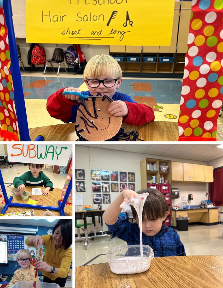 Students "cut" hair, "make" subs, create snow slime, and test their pipes.