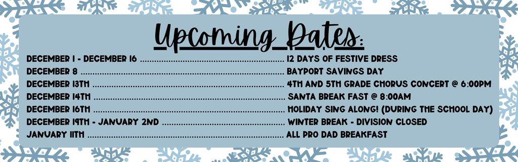 Upcoming Dates
